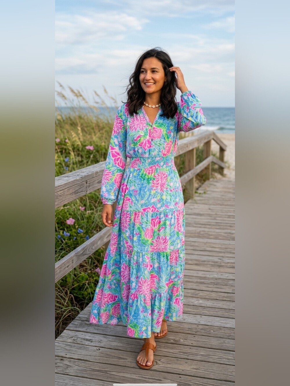 NWT Lilly Pulitzer Pauline Maxi in Zanzibar Blue Bunny Business Floral Dress S